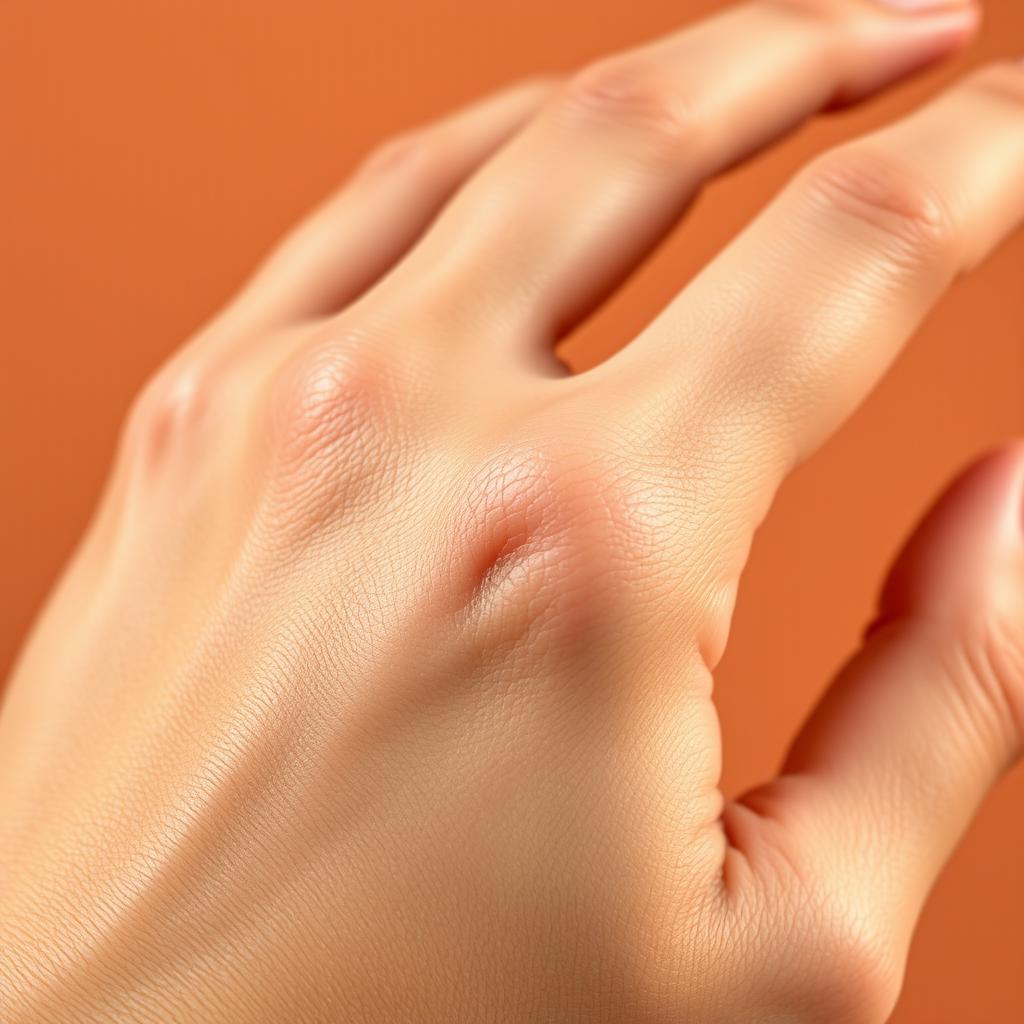 A close-up of a human hand showcasing natural, healthy skin in vibrant, realistic colors