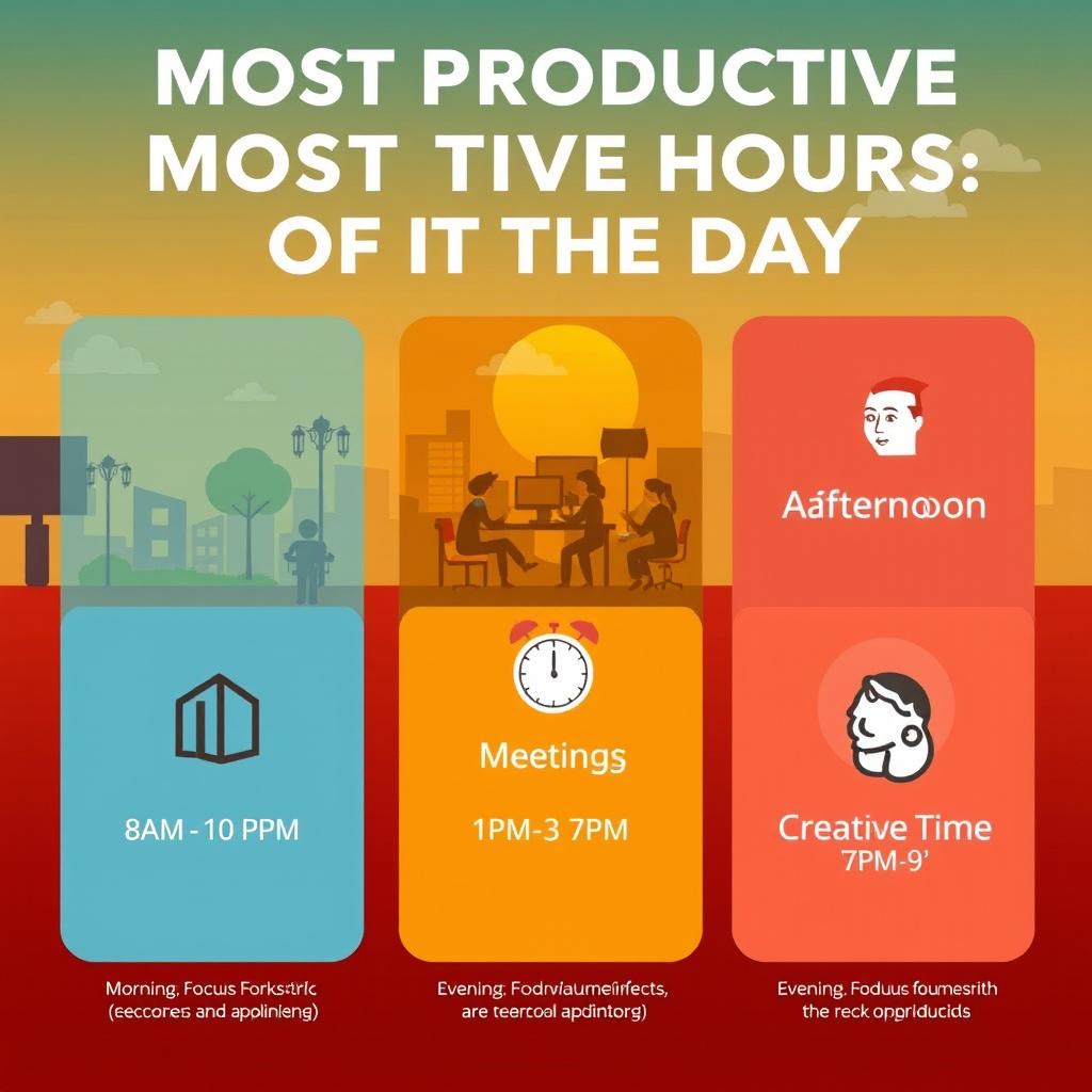 An infographic-style image showcasing the most productive hours of the day