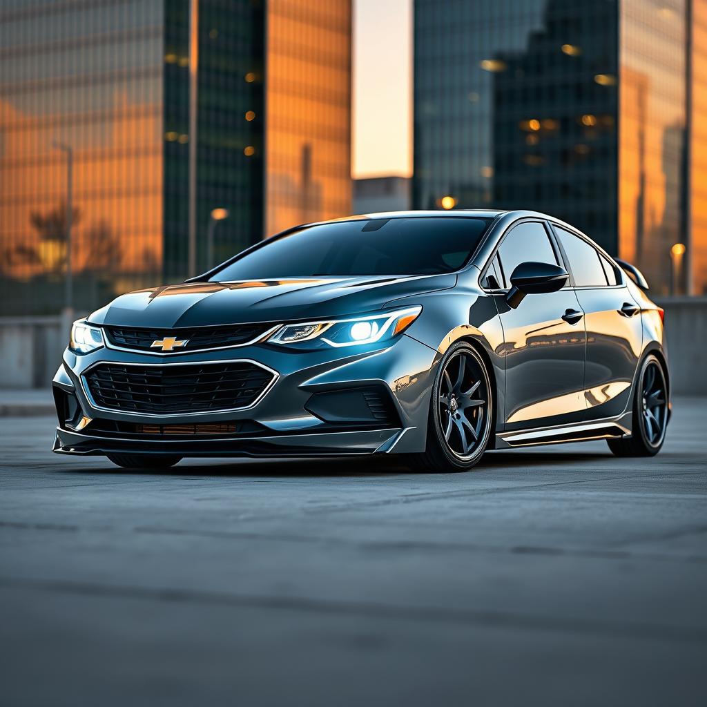 A striking Chevrolet Cruze in a sleek grey finish, showcasing an impressive sport tuning package