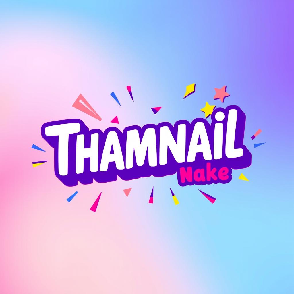 A vibrant and eye-catching thumbnail design for a social media post, featuring bold, playful typography with the words 'Thamnail Make' prominently displayed