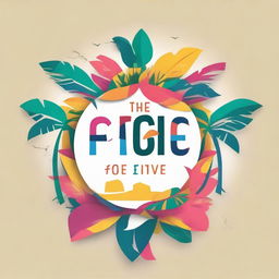 Design a vibrant logo for 'The FiveFiVe' featuring cultural elements from Dominican Republic like vibrant colors, Caribbean symbols, the island's silhouette, creative typography reflecting the brand's style, and elements suggesting fashion and originality.