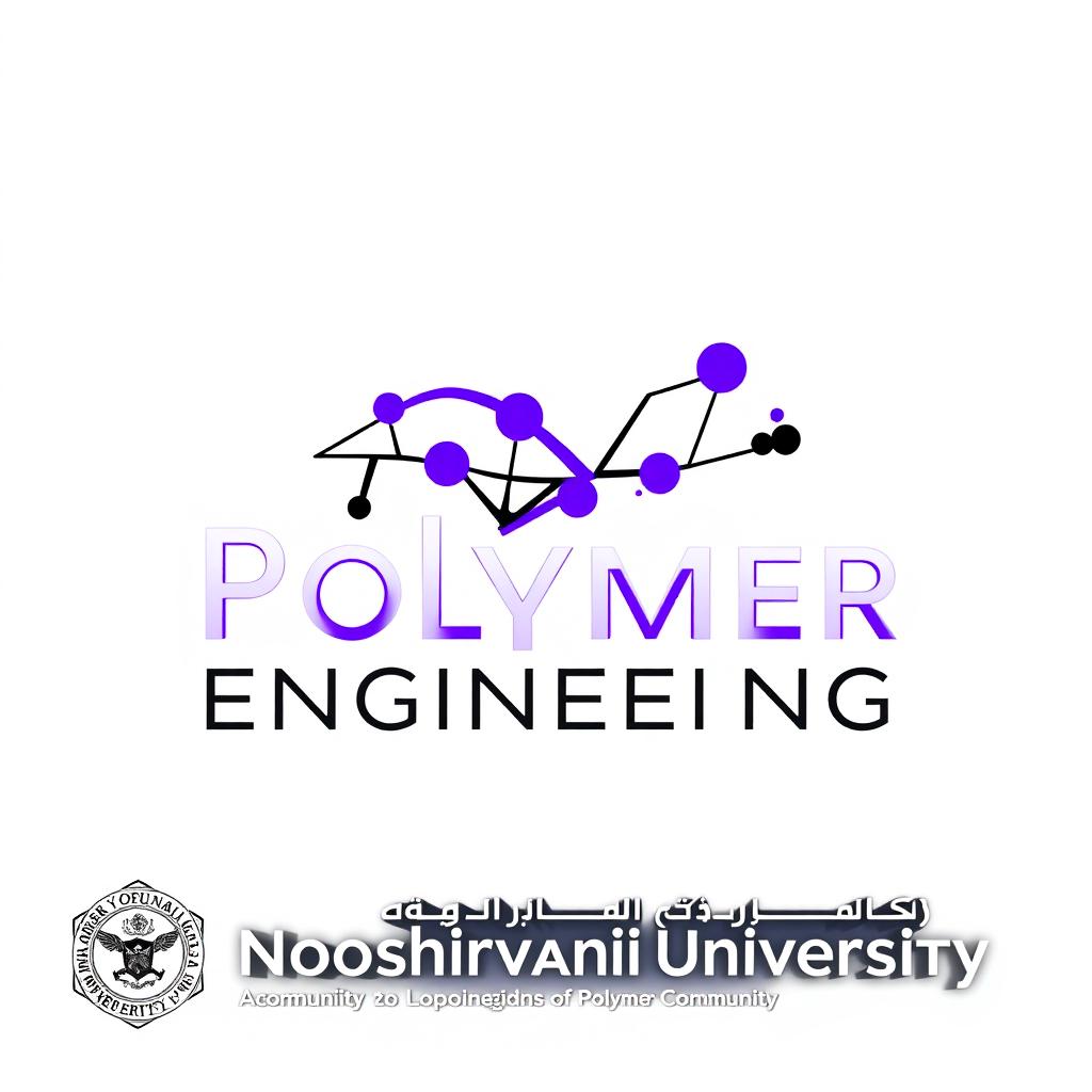A sophisticated logo design representing a Polymer Engineering community, featuring a complex and modern aesthetic