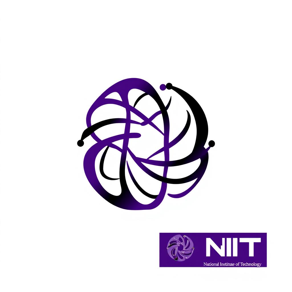 A complicated logo design for a Polymer Engineering community, featuring a unique combination of abstract shapes that symbolize polymer molecules and engineering concepts
