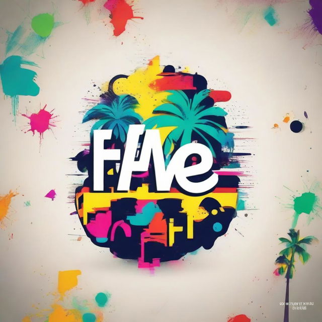 Revise the 'The FiveFiVe' logo to include urban street art elements while maintaining the vibrant colors, Dominican Republic cultural symbols, the island's silhouette, creative typography, and fashion-forward elements.