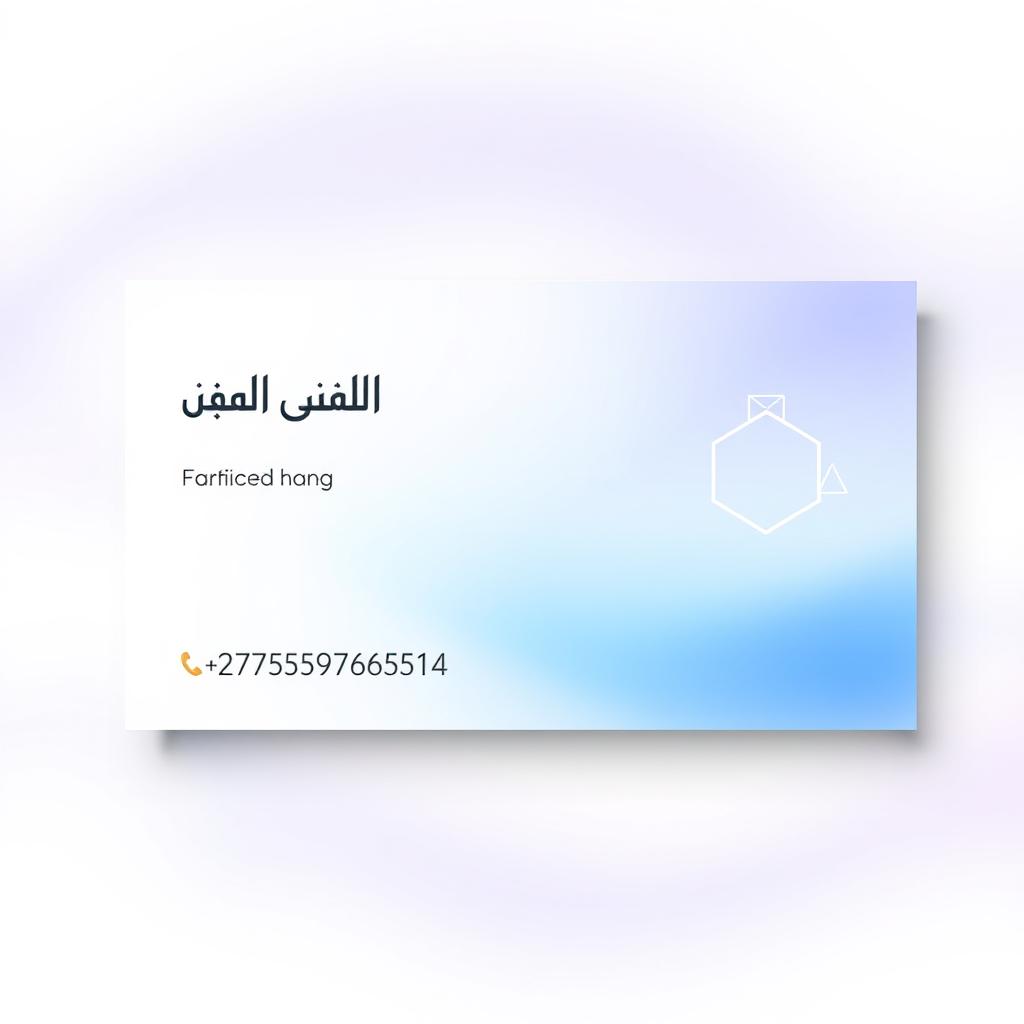 A business card design featuring a smooth gradient background with soft colors like sky blue and light purple or mint green and pastel yellow
