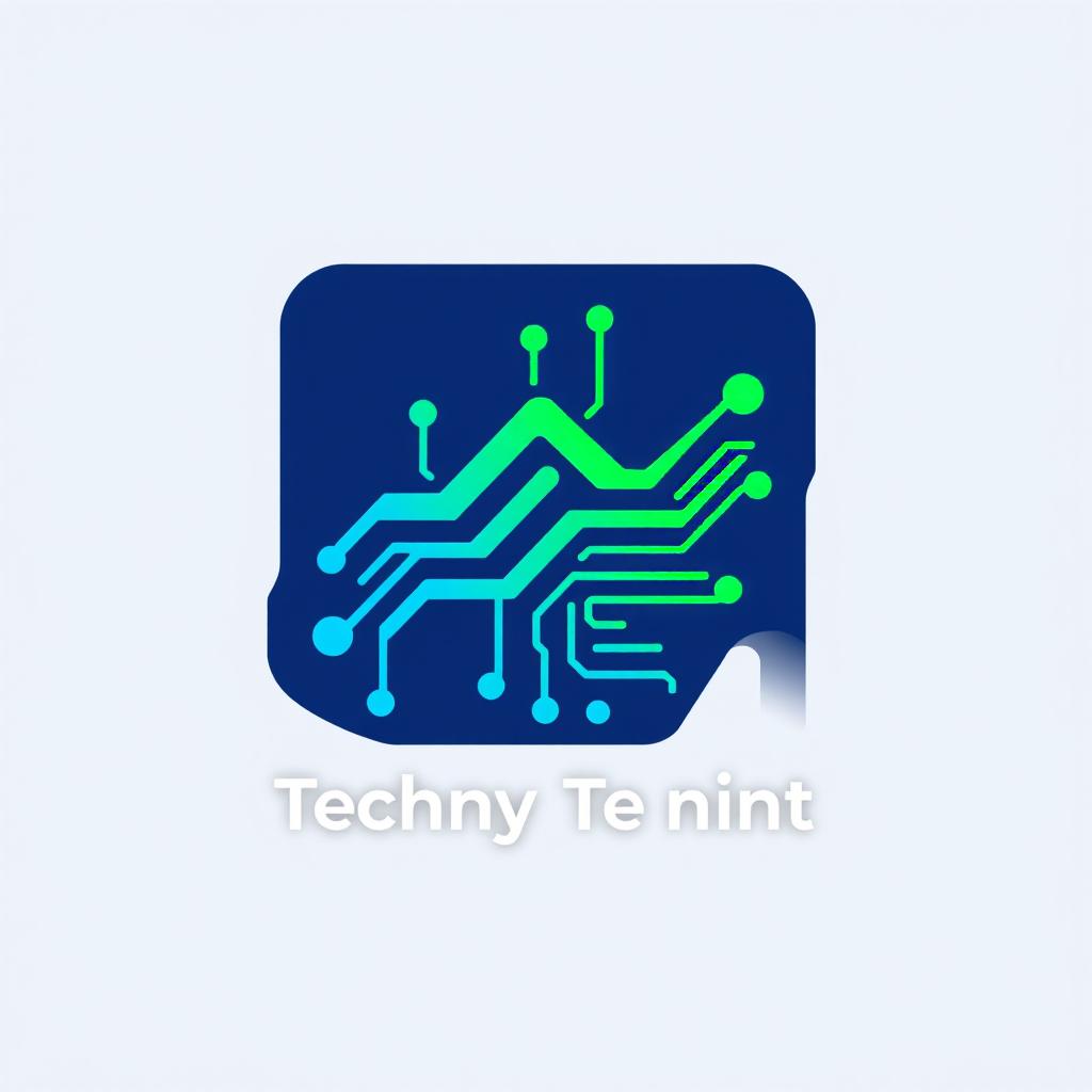 A modern and sleek logo design for a tech startup, featuring a stylized geometric shape that resembles a circuit board, with clean lines and a dynamic layout
