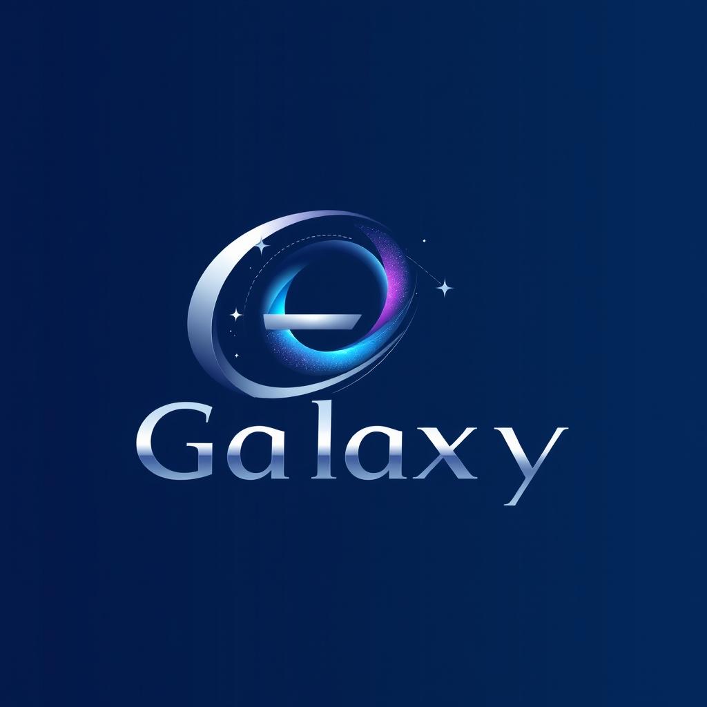 A modern and elegant logo design for a brand named 'Galaxy'