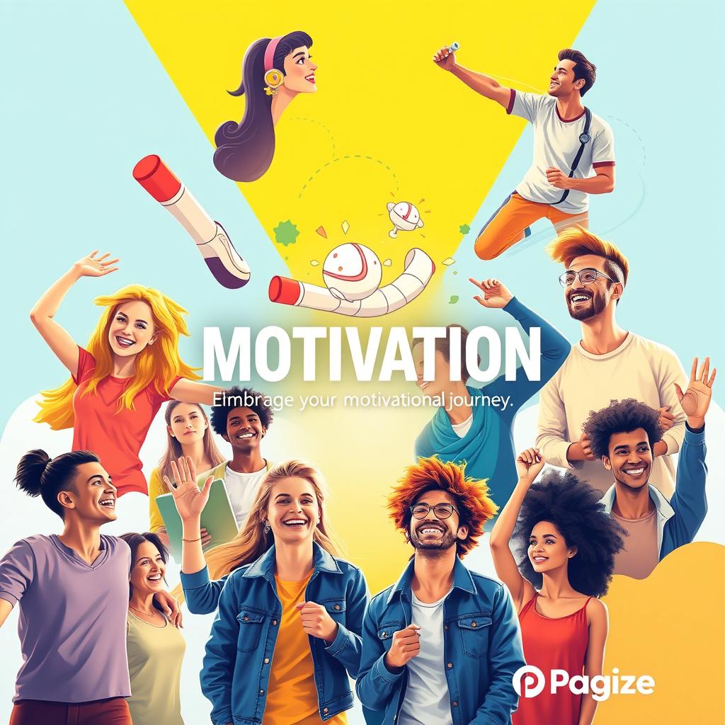 A captivating visual representation of motivation associated with the brand Pangize, showcasing dynamic energy, bright colors, and a sense of empowerment