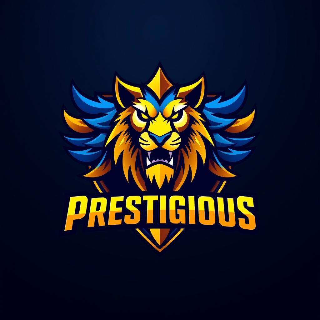 A logo design for a gaming company featuring the name 'Prestigious'