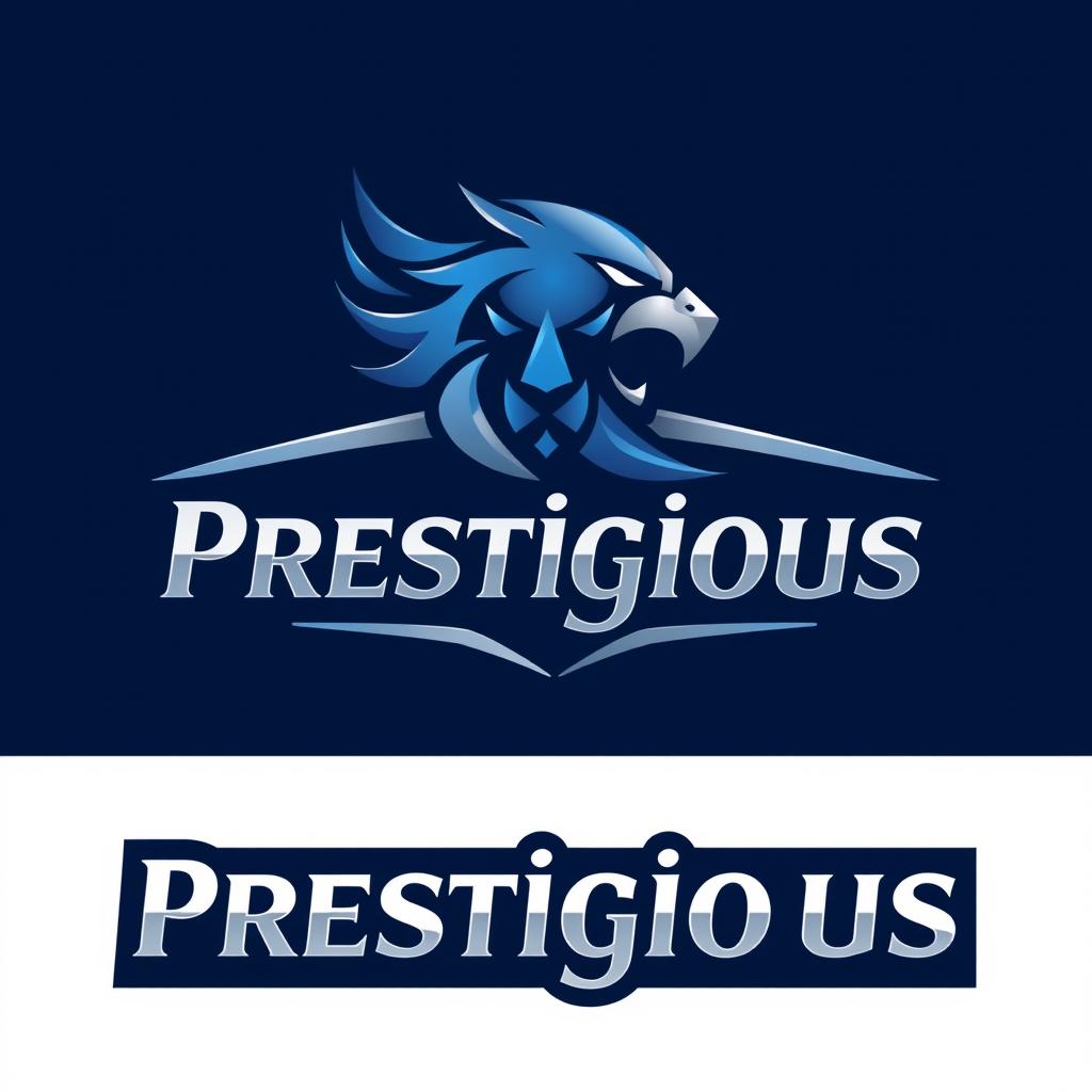 A stylish and modern logo for a gaming company featuring the word 'Prestigious'