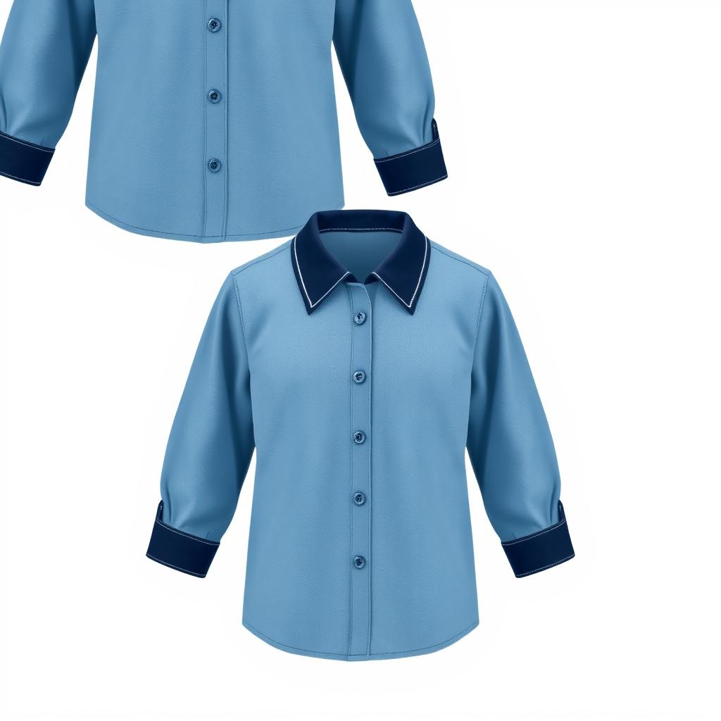 An artistic representation of school uniform shirts designed for girls