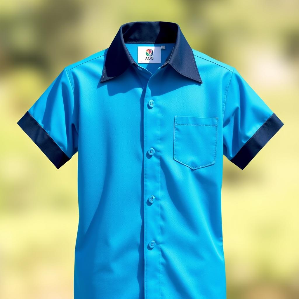 An eye-catching school uniform shirt designed for boys, featuring a creative design