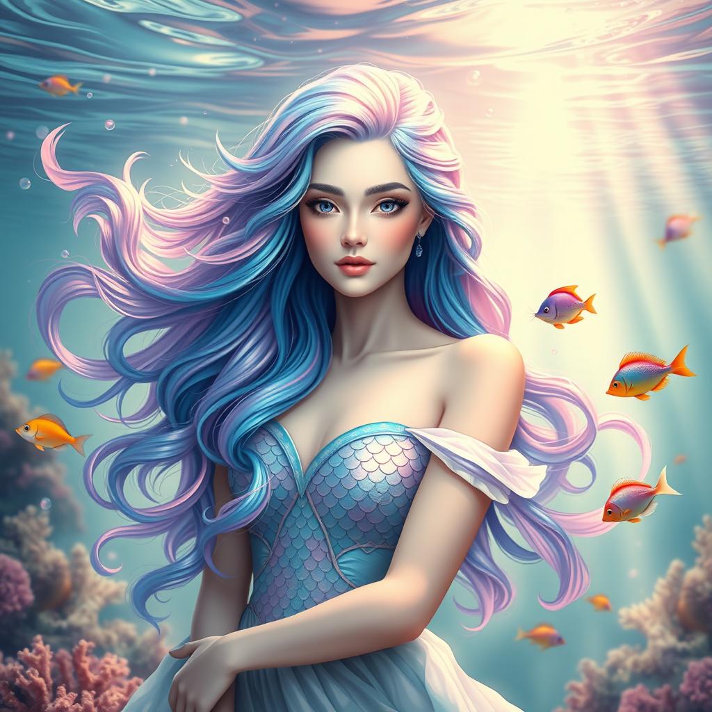 A stunning representation of a Pisces Goddess, embodying the characteristics of compassion and intuition