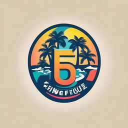 Rework the 'The FiveFiVe' logo with inspiration from modern Vallejo style, while keeping the vibrant colors, Dominican symbols, island silhouette, creative typography, and fashion-forward elements.