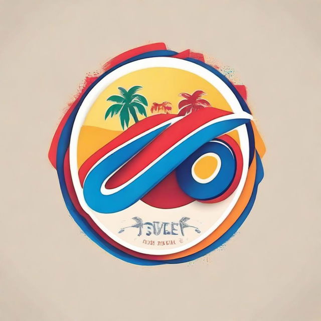 Create a new design for 'The FiveFiVe' logo incorporating vibrant colors, Dominican Republic cultural symbols, the island's silhouette, and creative typography implying fashion-forwardness.