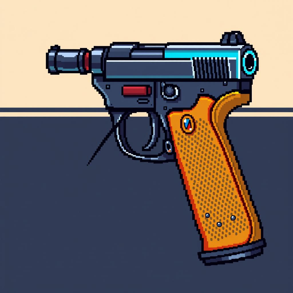 A detailed pixel art representation of a Tula Tokarev pistol, designed in a 48x48 pixel format