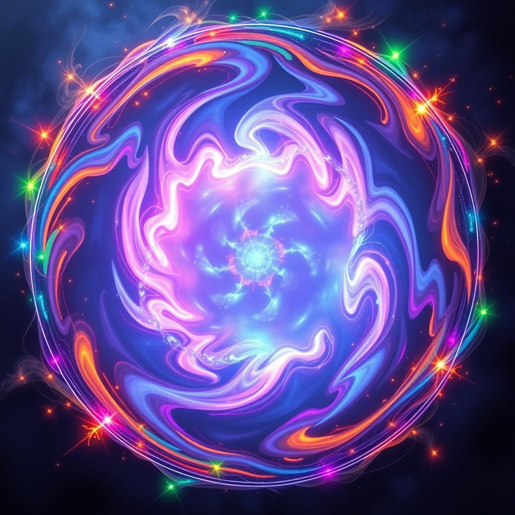 A mesmerizing magic portal featuring a fluid oval shape, surrounded by swirling energies reminiscent of a supernova