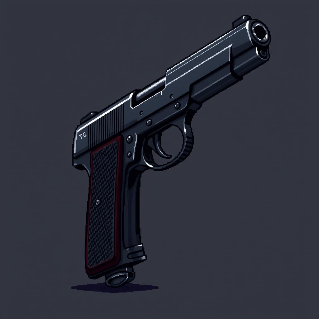 A detailed pixel art illustration of a Soviet TT-48 pistol, oriented at a 45-degree angle
