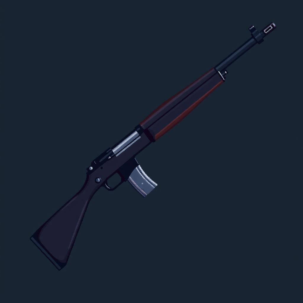 A detailed pixel art representation of a Soviet Mosin-Nagant rifle, specifically the M1891/30 model, designed with precision