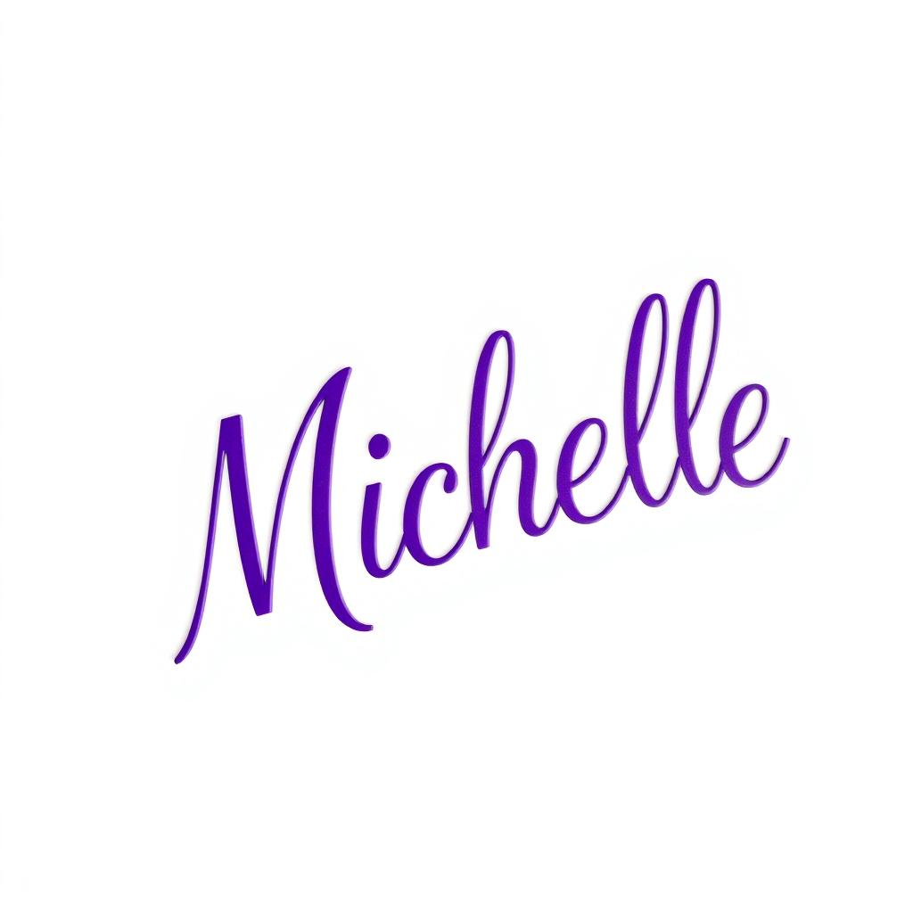 A clean, white background with the name 'Michelle' elegantly written in stylish purple letters