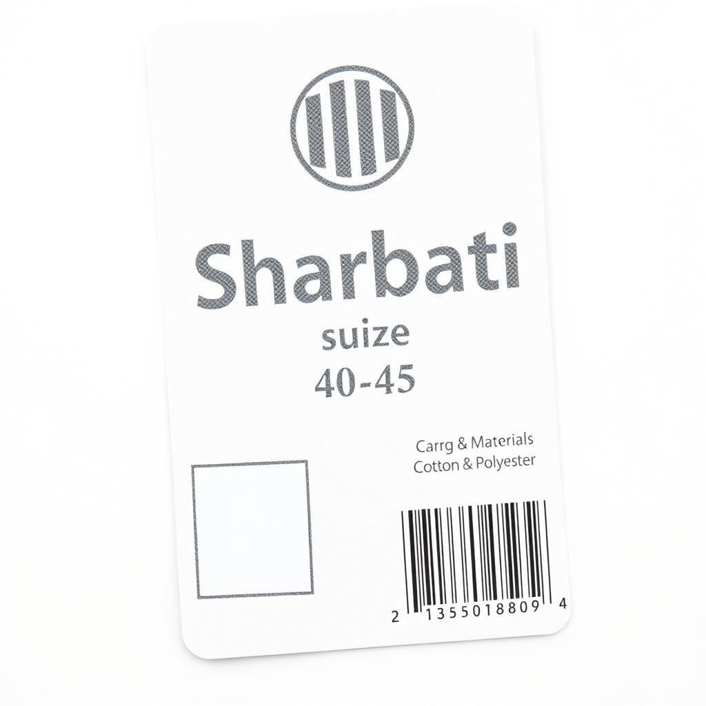 Front side design of a sock tag (6cm x 18cm) featuring a pure white background