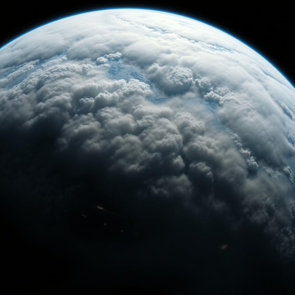 A stunning and clear view of planet Earth from space, gradually zooming toward the atmosphere