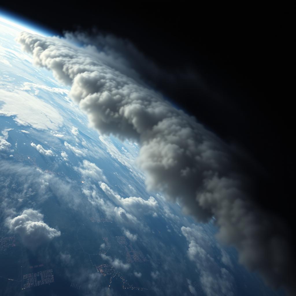 A beautiful and clear view of planet Earth from space, gradually zooming towards the atmosphere of the Earth