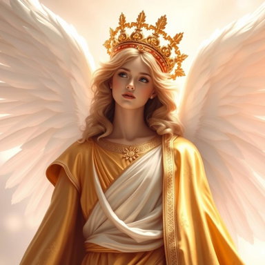 Majestic Angel Illustration - Ethereal Beauty in Golden Robes