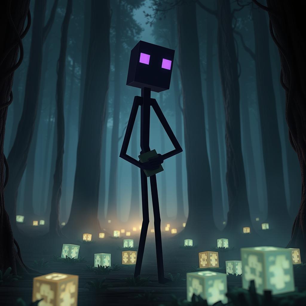 A tall, slender Enderman character from a popular video game