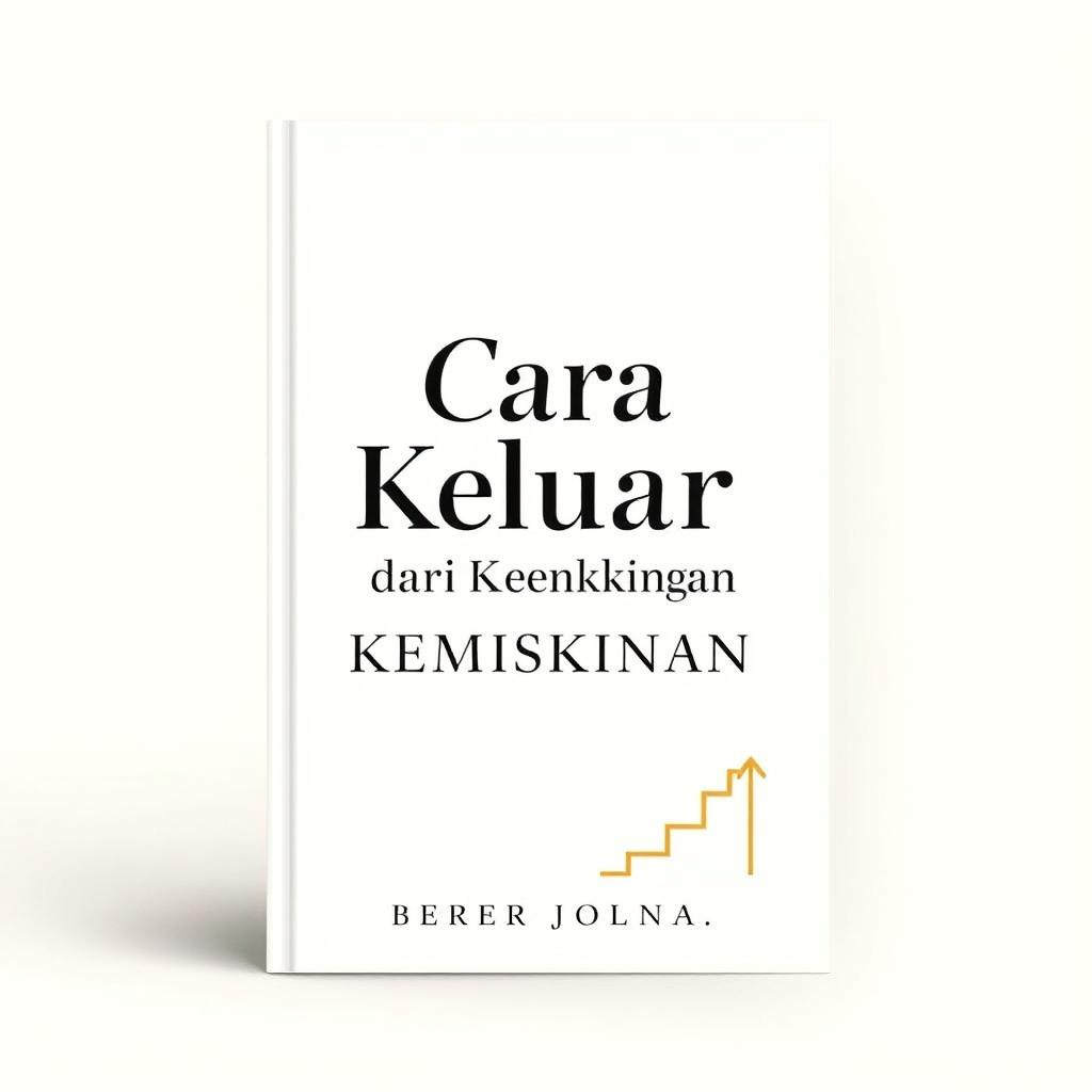 A minimalist book cover design for a titled book 'Cara Keluar dari Kemiskinan', featuring a clean and modern layout