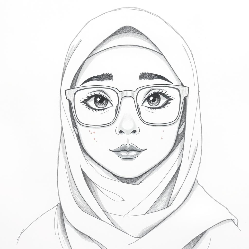 Pencil Sketch of a Thoughtful Muslim Girl in Hijab | Idyllic AI Art