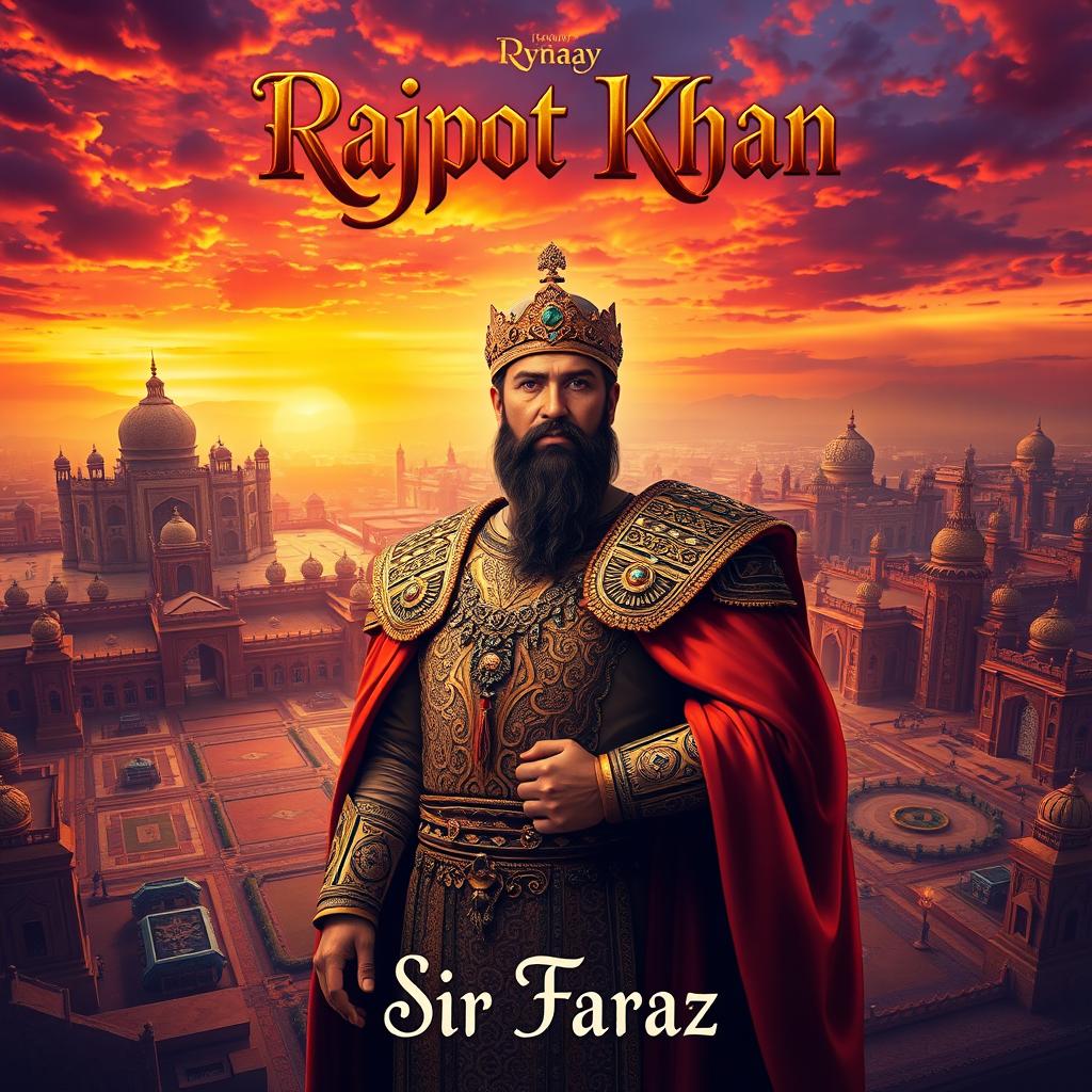 An eye-catching book cover design for the title "Rajpot Khan" by Sir Faraz