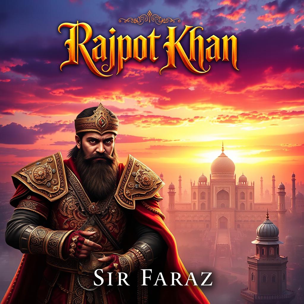 A visually captivating book cover for the title "Rajpot Khan" by Sir Faraz