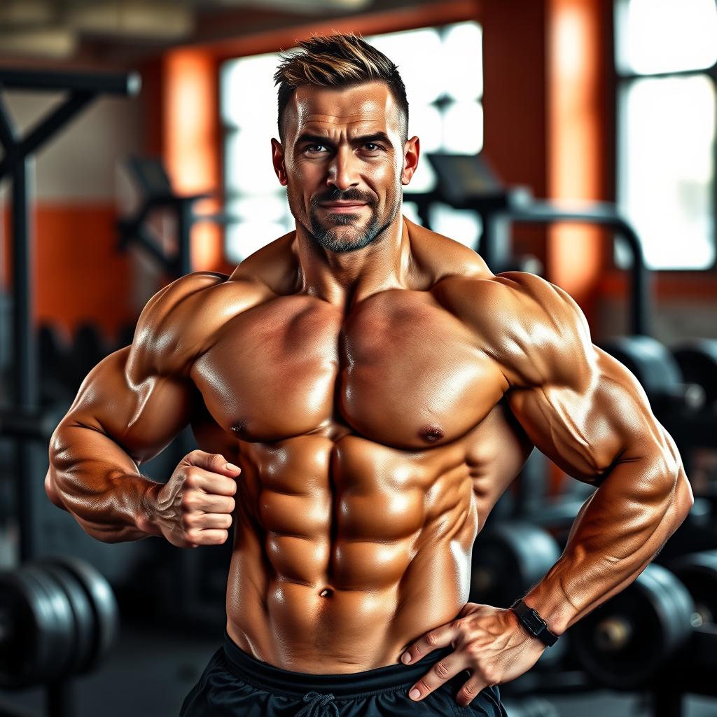 Muscular Inspiration: A Heroic Pose in the Gym