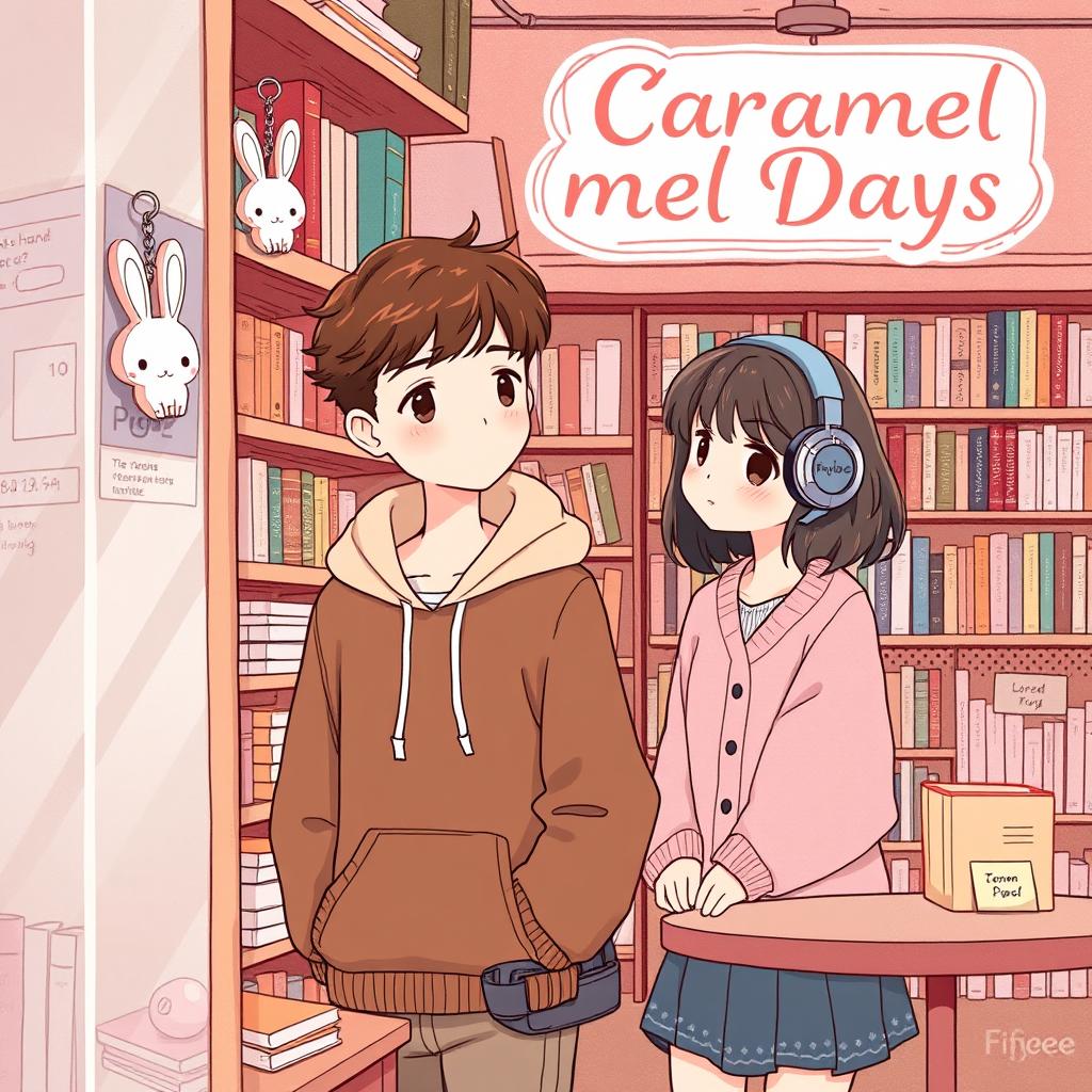 A sweet and charming illustration for the novel cover titled 'Caramel Days' by Fifyee
