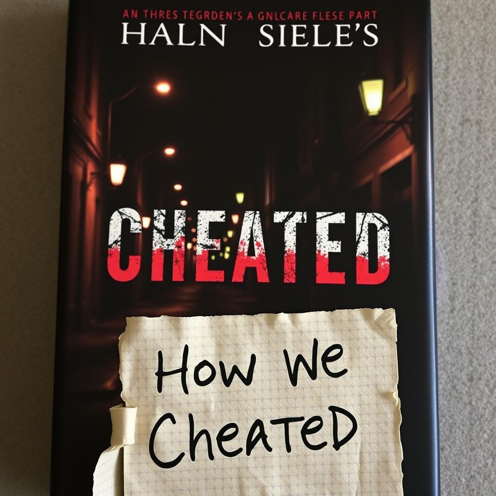 A captivating and sinister book cover for a dark thriller titled 'How We Cheated'