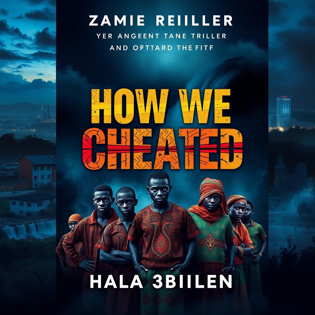 An intriguing and atmospheric book cover for a Zambian dark thriller titled 'How We Cheated'