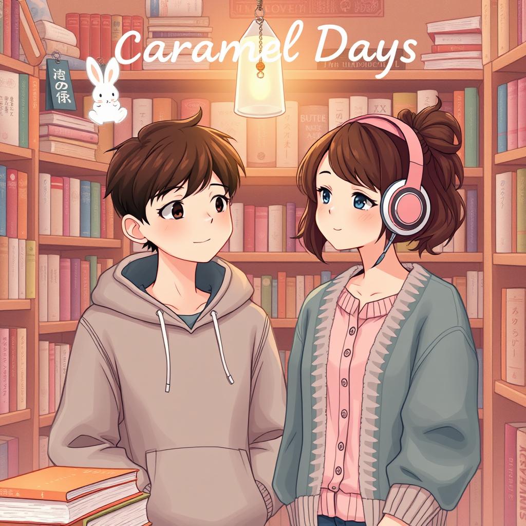A sweet and charming illustration for the novel cover titled 'Caramel Days' by Fifyee