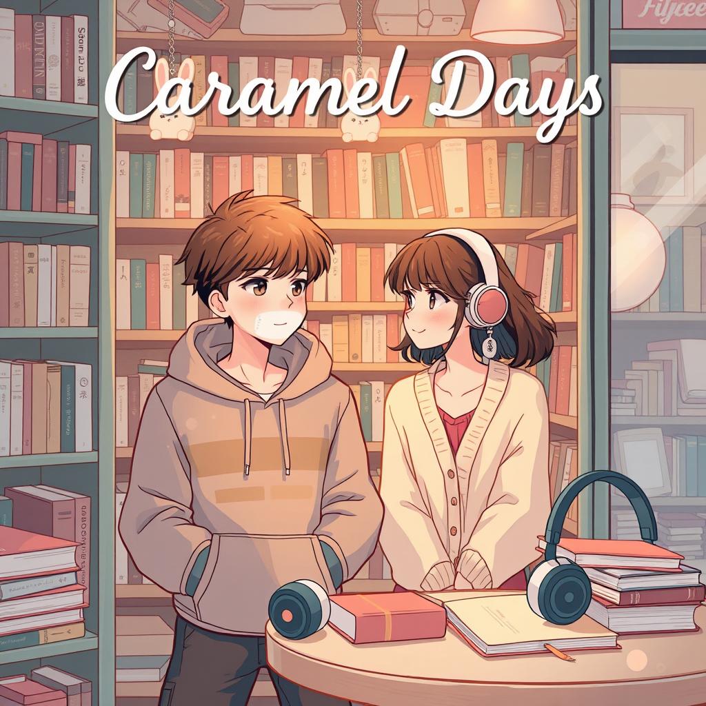 A sweet and delightful illustration for the novel cover titled 'Caramel Days' by Fifyee