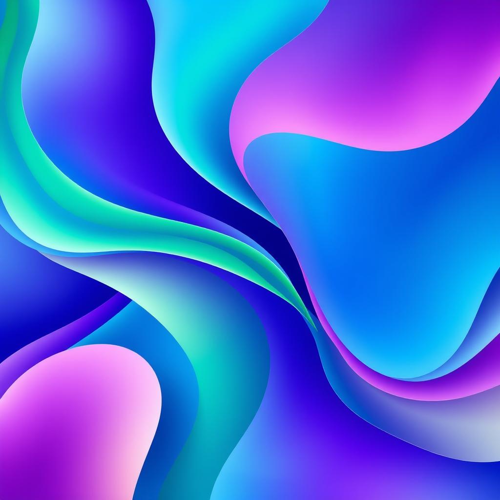 A stunning abstract composition featuring vibrant and harmonious colors, focusing on blue, green, and purple tones