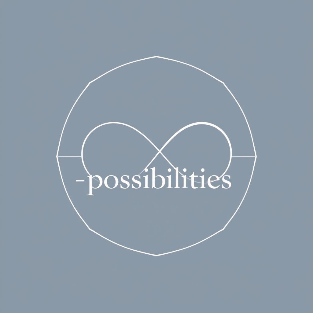 A transparent image featuring the caption '∞ possibilities' in an elegant serif font like Playfair Display or modern sans-serif font like Montserrat