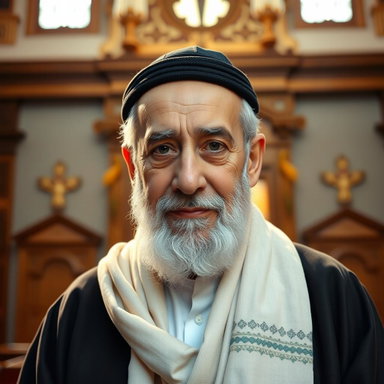 Distinguished Middle Eastern Elder Portrait: Rabbi Inspired by Mahmoud ...