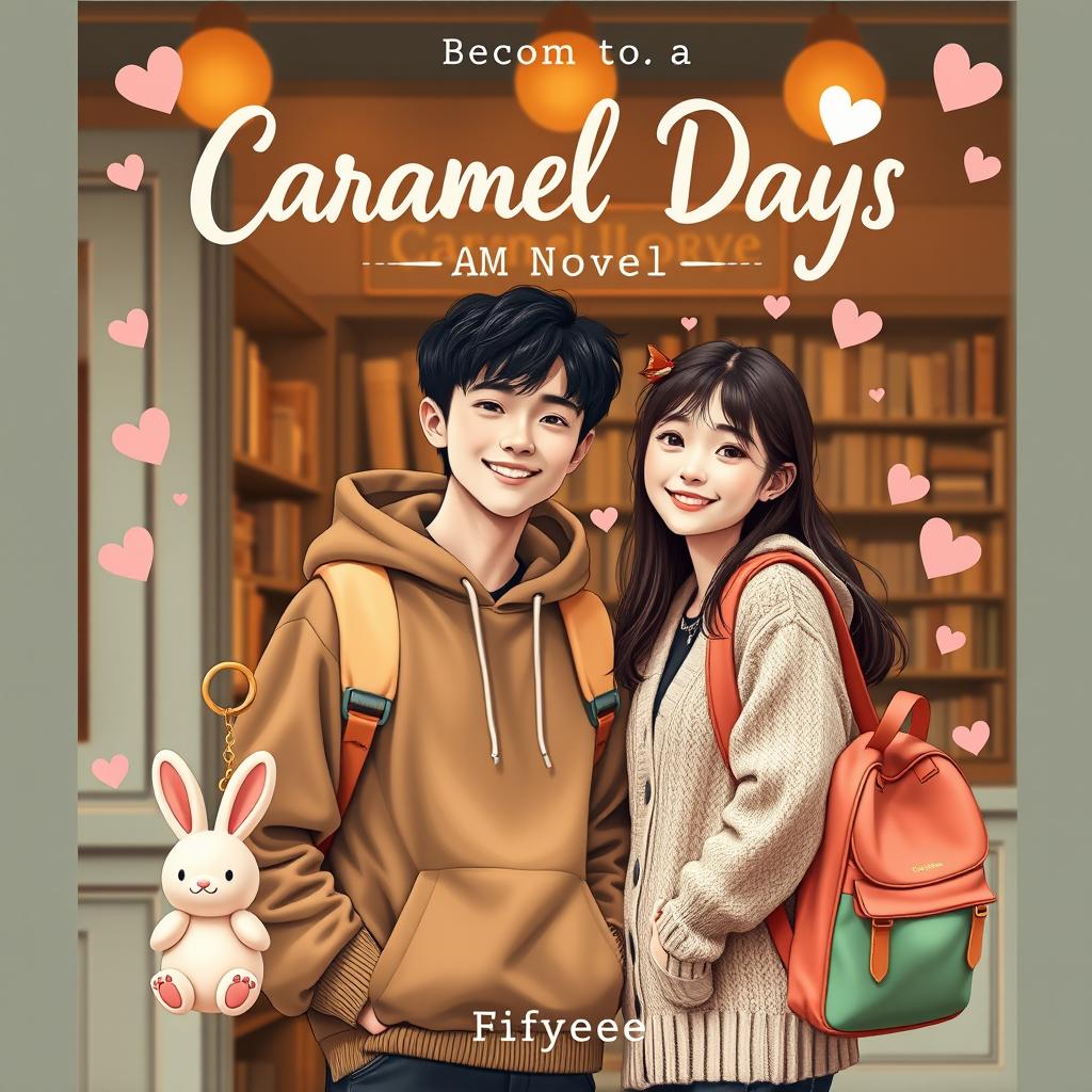 A sweet and whimsical cover for a novel titled 'Caramel Days' by Fifyee