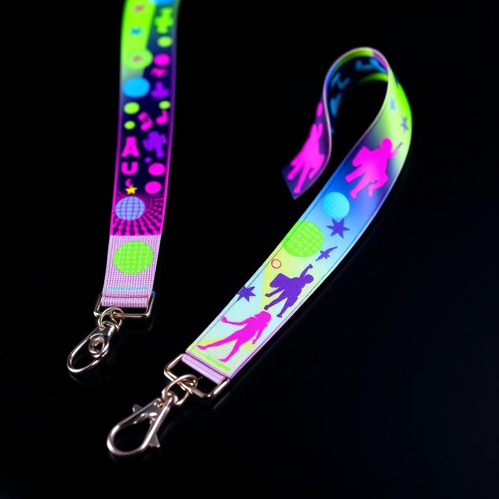 A vibrant and eye-catching lanyard designed specifically for a dance club