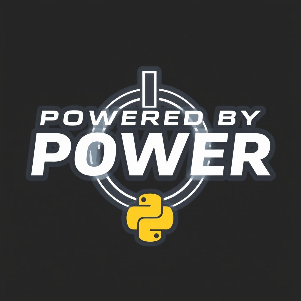 A transparent graphic design featuring a bold, geeky font caption that reads 'Powered by π and Python'