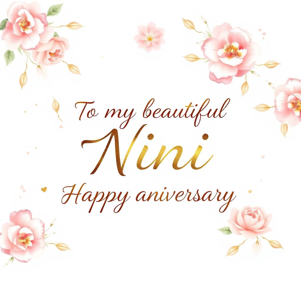 A beautifully designed anniversary card for a loved one, featuring elegant floral patterns in soft pastels