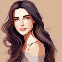 A high-quality digital art image featuring a brunette girl