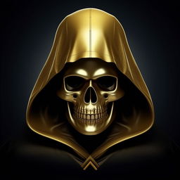 A golden skull wearing a cloak with the words 'RIP QUWU JR' inscribed on it, represented in a logo format.