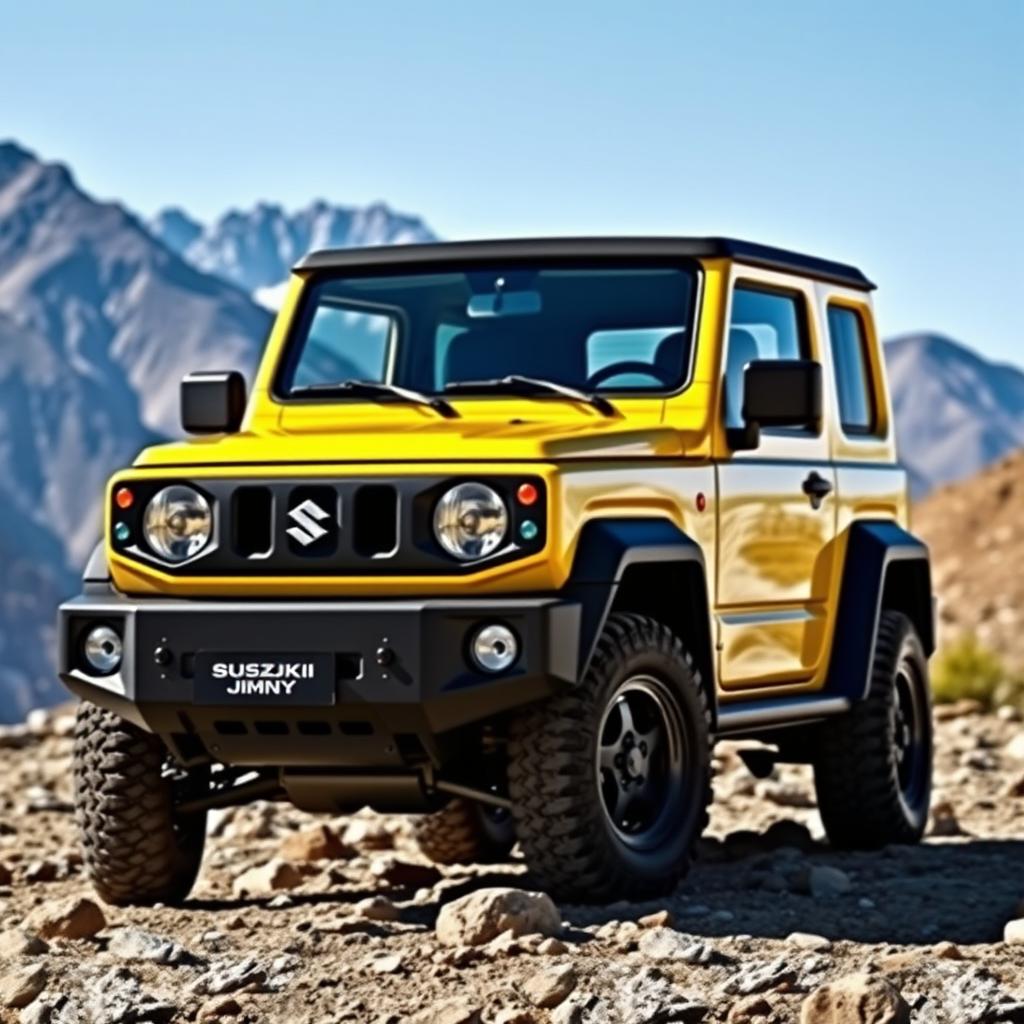 A striking design of a Suzuki Jimny, showcasing its compact and rugged exterior
