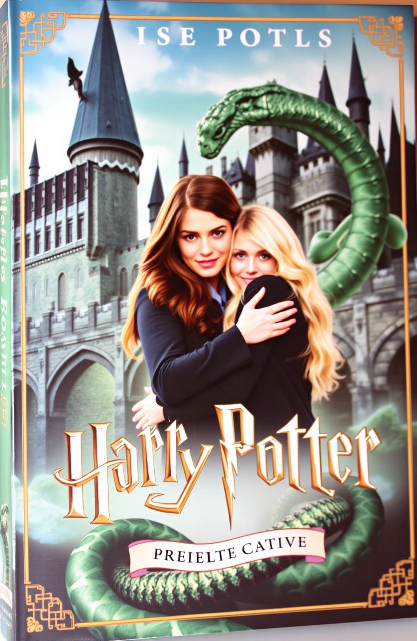 A captivating book cover featuring Hogwarts Castle and a snake symbolizing the Slytherin house